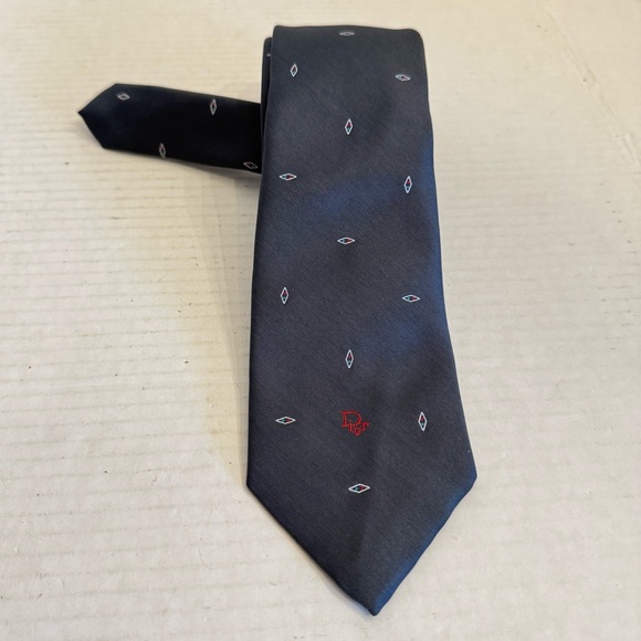 Christian DIOR Neck Tie Striped Gray Diamonds - Picture 13 of 15